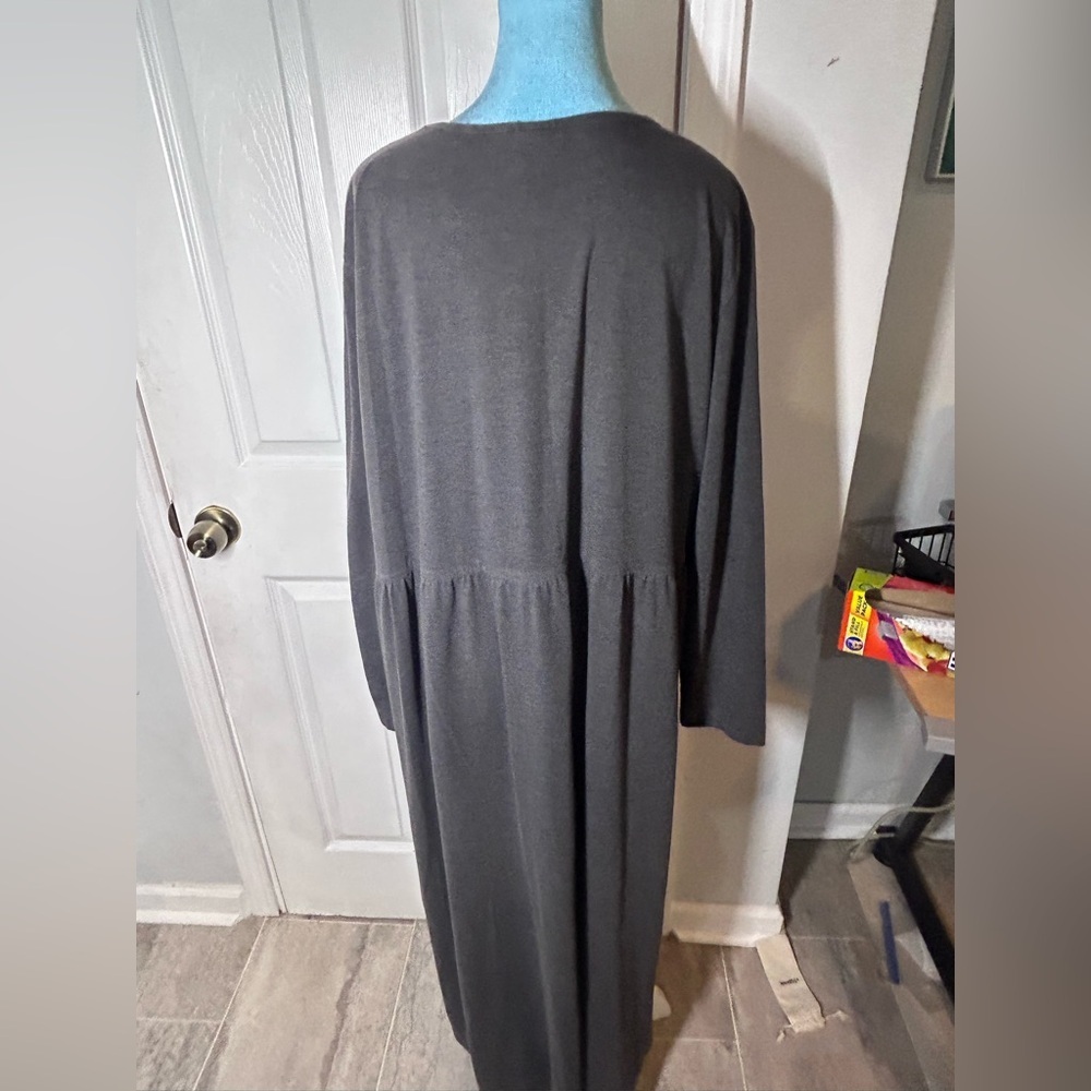 Lands' End Gray Long Sleeve Crew Neck Dress - Picture 2 of 3